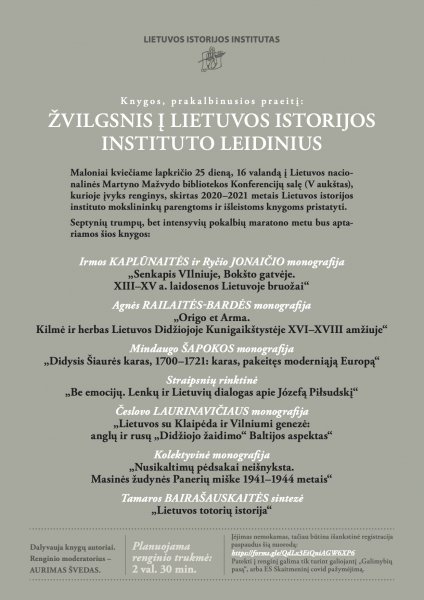 "Knygos, prakalbinusios praeitį: žvilgsnis į Lietuvos istorijos instituto leidinius"