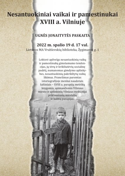 Doktorantės Ugnės Jonaitytės paskaita „Nesantuokiniai vaikai ir pamestinukai XVIII a. Vilniuje“
