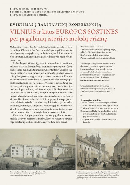 Maloniai kviečiame teikti pranešimus konferencijai "Vilnius ir kitos Europos sostinės per...