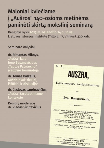 Seminaras skirtas 140-osioms „Aušros“ metinėms paminėti