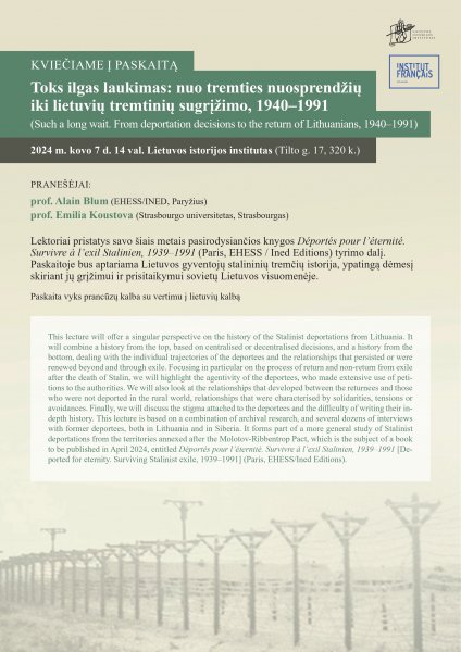 Kvietimas į paskaitą „Toks ilgas laukimas: nuo tremties nuosprendžių iki lietuvių tremtinių...