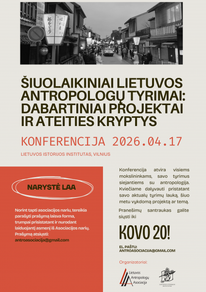 Kviečiame į konferenciją „Šiuolaikiniai Lietuvos antropologų tyrimai: dabartiniai projektai ir...