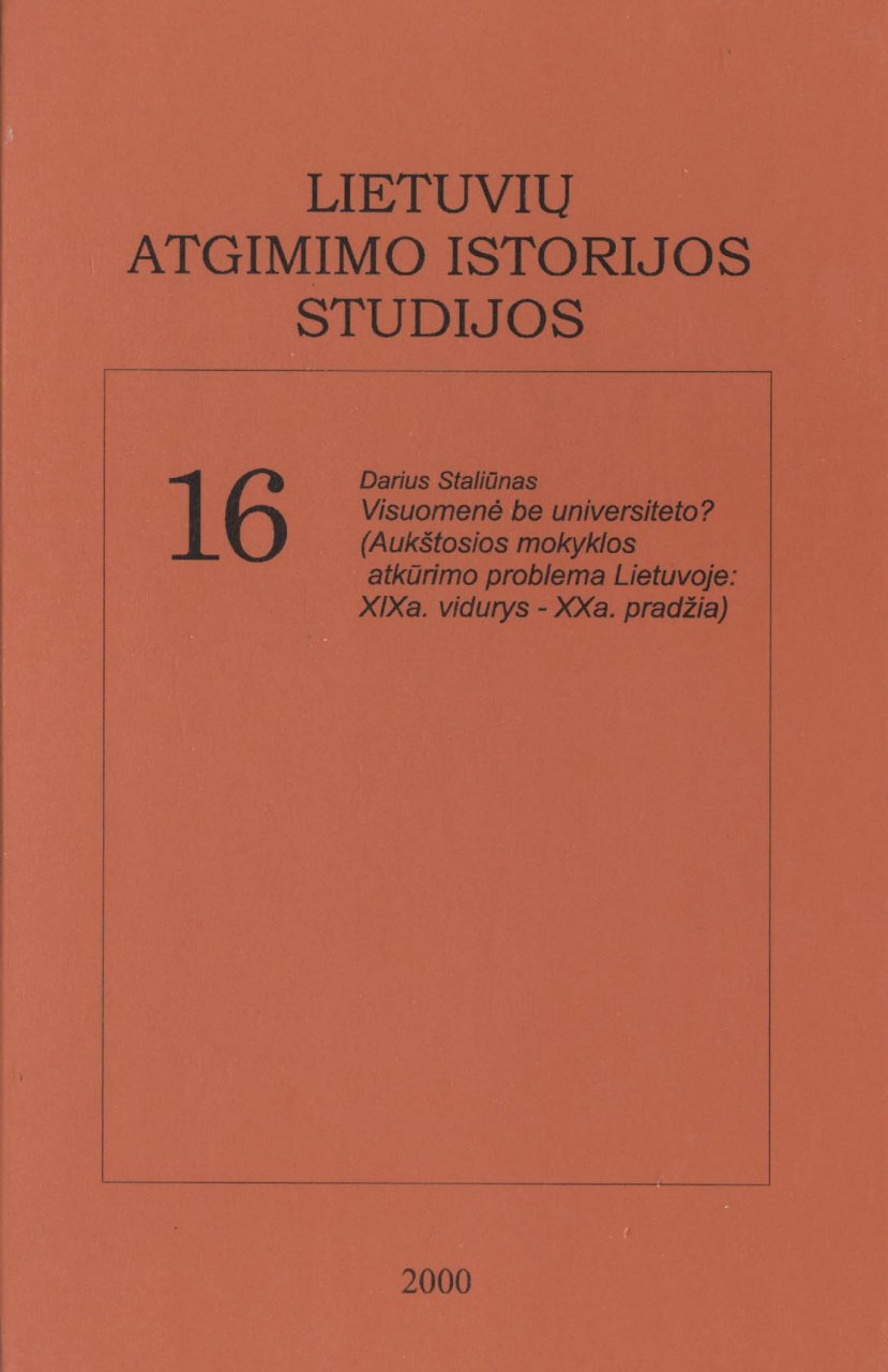 Lietuvių atgimimo istorijos studijos T. 16